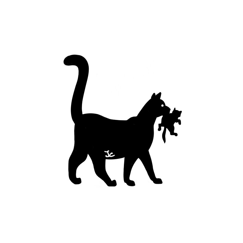 Silhouette de chat avec chaton
